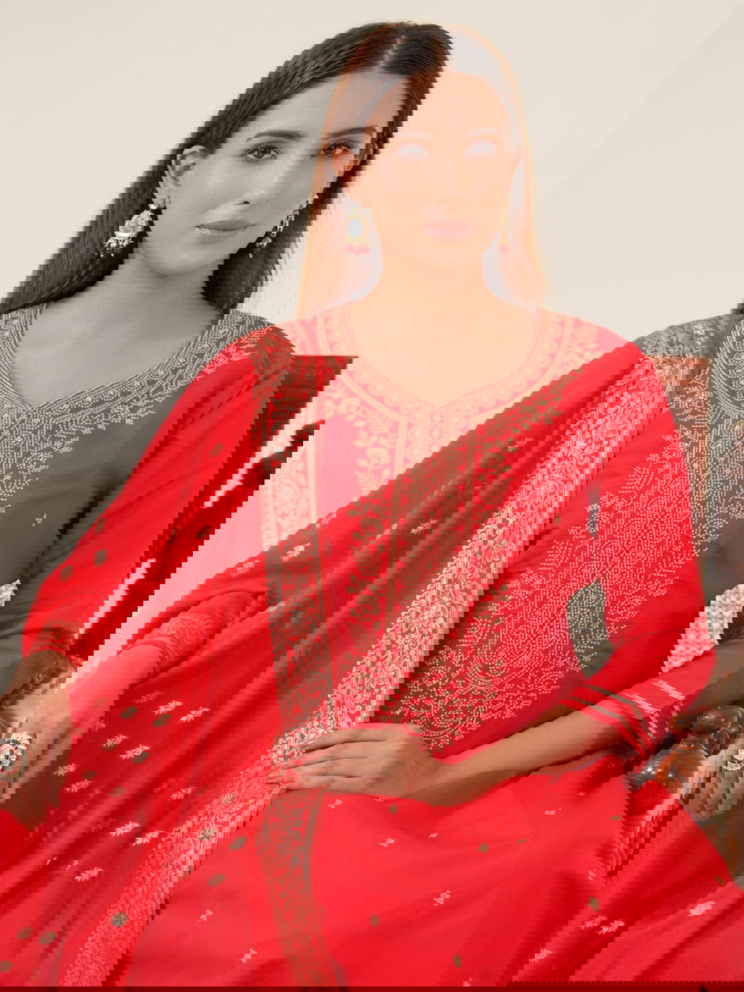 Roman Silk Woven Design Kurta With Trousers & Dupatta - Buy Best Ethnic Wear for Women & Girls | Daily Woman - 