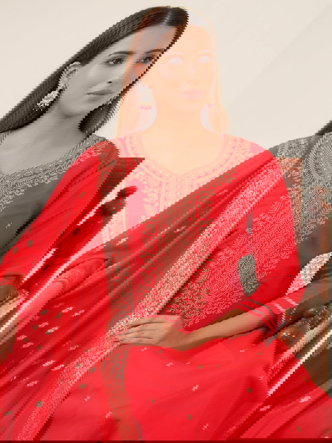Roman Silk Woven Design Kurta With Trousers & Dupatta - Buy Best Ethnic Wear for Women & Girls | Daily Woman - 