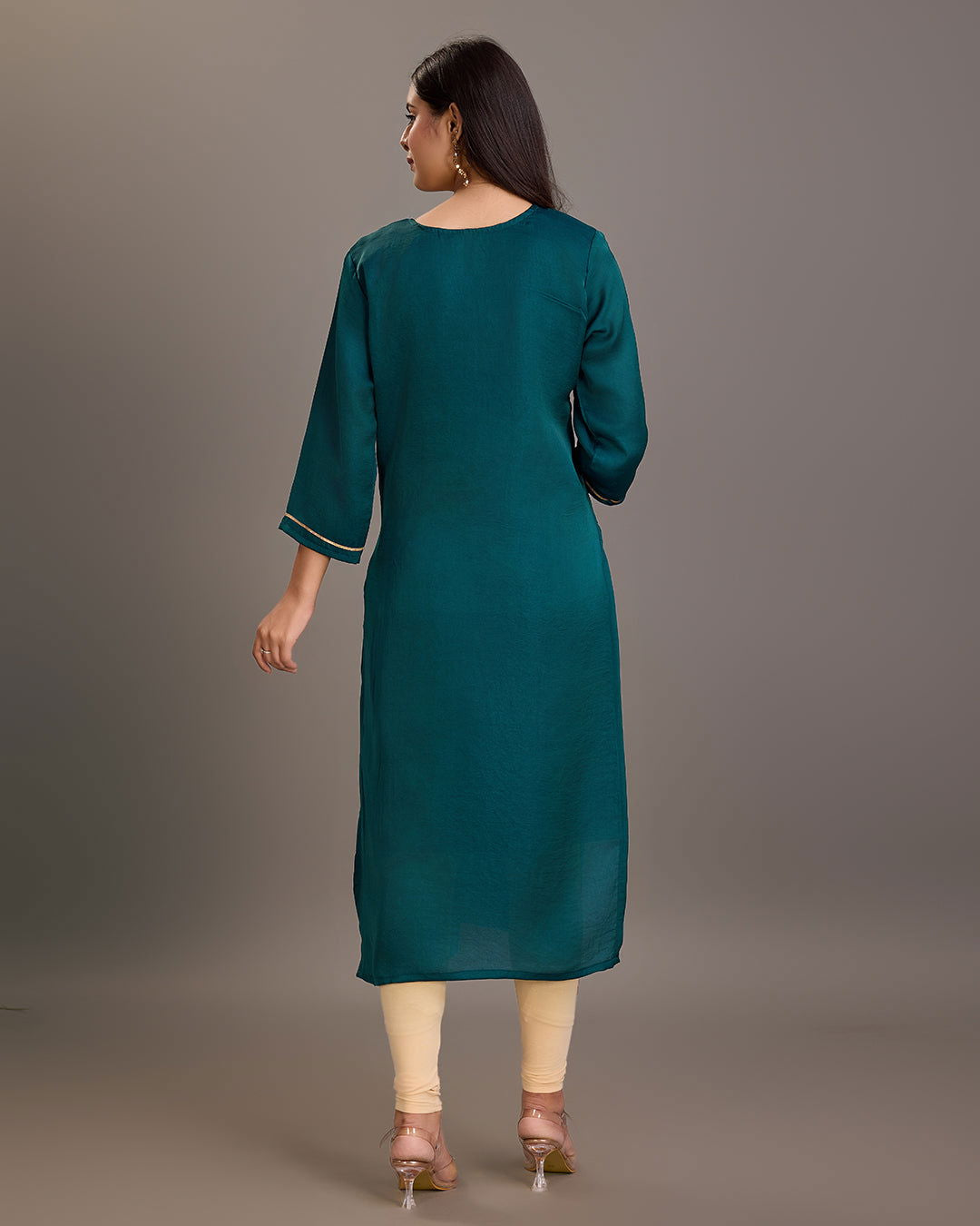 Teal  Ethnic Motifs Embroidered Straight Kurtas - Buy Best Ethnic Wear for Women & Girls | Daily Woman - 