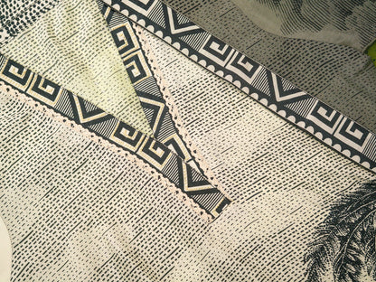 Tribal Printed Straight Linen Kurta With Trousers & Dupatta - Buy Best Ethnic Wear for Women & Girls | Daily Woman - 