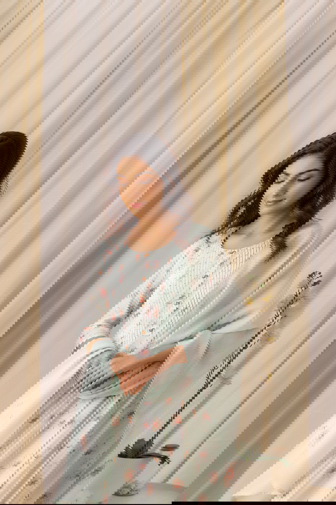 Turquoise Blue Floral Printed Flared A-Line Kurta With Trouser & Dupatta - Buy Best Ethnic Wear for Women & Girls | Daily Woman - 