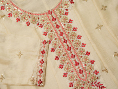 Vichitra White Embroidered Kurta With Trousers & Dupatta - Buy Best Ethnic Wear for Women & Girls | Daily Woman - 