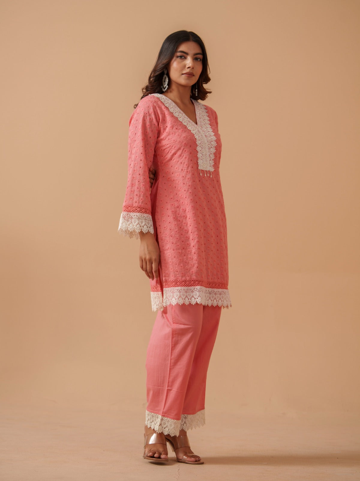 Embroidered Pure Cotton Tunic With Trousers Co-Ords