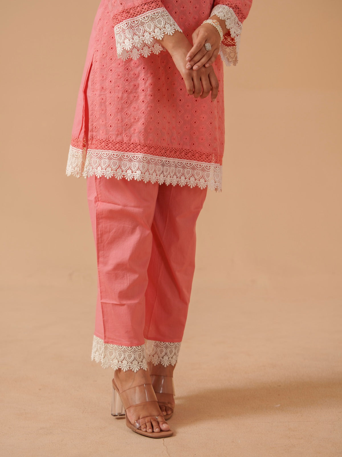 Embroidered Pure Cotton Tunic With Trousers Co-Ords