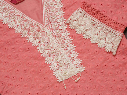 Embroidered Pure Cotton Tunic With Trousers Co-Ords