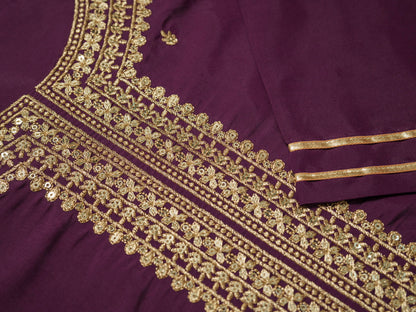 Wine Color Roman Silk Kurta Set with Dupatta - Buy Best Ethnic Wear for Women & Girls | Daily Woman - 