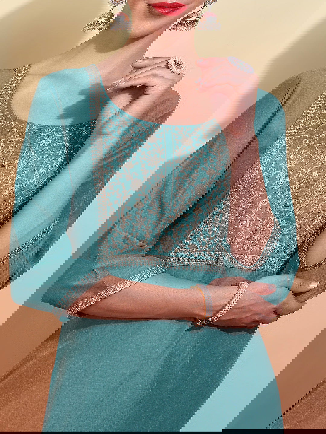 Women Embroidered Regular Kurta with Trousers & With Dupatta - Buy Best Ethnic Wear for Women & Girls | Daily Woman - 