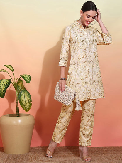 Women Printed Regular Linen Kurta with Trousers - Buy Best Ethnic Wear for Women & Girls | Daily Woman - 