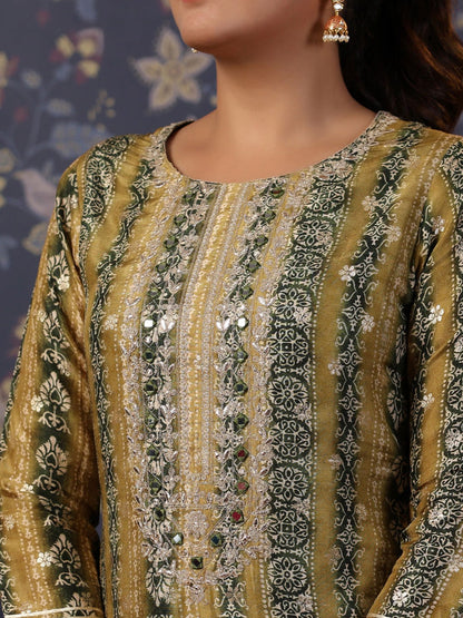 Woven Design Mirror Work Straight Kurta With Trouser & Dupatta - Buy Best Ethnic Wear for Women & Girls | Daily Woman - 