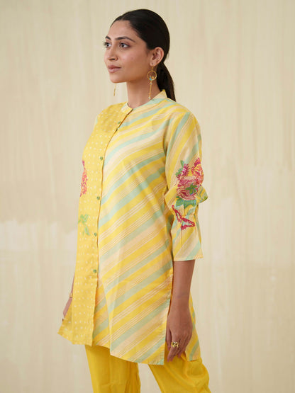 Yellow Floral Printed Top & Trouser Co-Ord Set - Buy Best Ethnic Wear for Women & Girls | Daily Woman - 