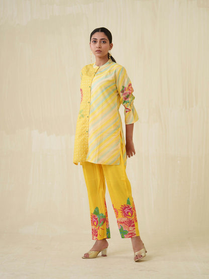Yellow Floral Printed Top & Trouser Co-Ord Set - Buy Best Ethnic Wear for Women & Girls | Daily Woman - 