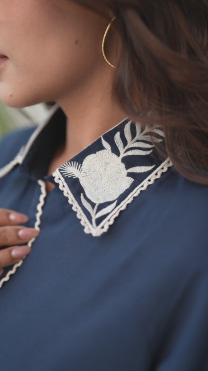 Embroidered Three-Quarter Sleeves Shirt With Trouser