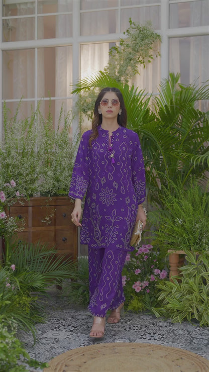 Royal Radiance Bandhani Co-Ord Set – Purple