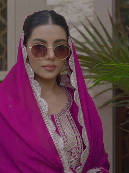 Women Ethnic Motifs Embroidered Kurta with Sharara & Dupatta