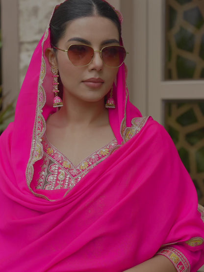 Women Ethnic Motifs Embroidered Kurta with Sharara & Dupatta